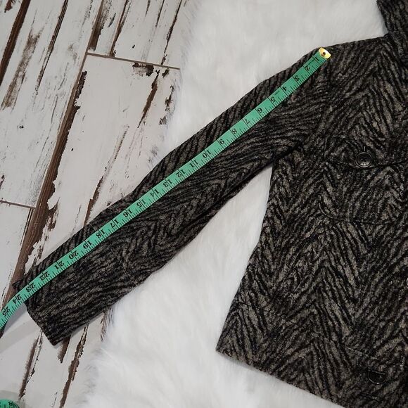 BKE Wool blend moto style coat jacket zebra animal print Small - Picture 9 of 10